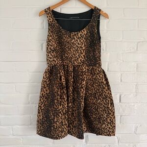 Zara Leopard Print Sleeveless Dress Medium